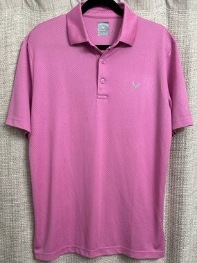 Callaway Men's Opti Dri Performance Golf Polo Short Sleeve Pink Size Medium